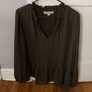 Loft Drop Waist Blouse in Army Green